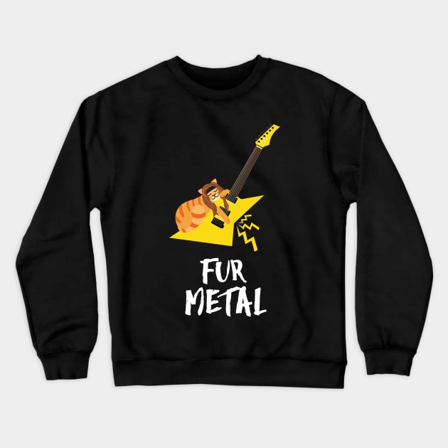 Retro Electric Guitar Cat | Funny Heavy Metal | Gift Ideas Crewneck Sweatshirt by Fluffy-Vectors